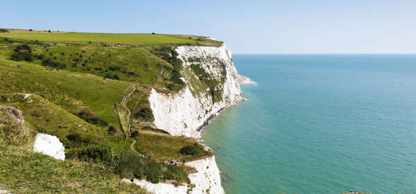 The White Cliffs of Dover tower above the English Channel