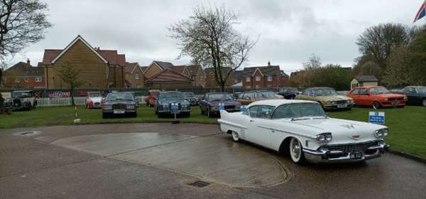 Image of a variety of classic cars displayed in the museum grounds