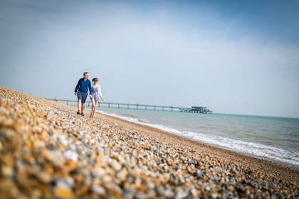 Deal beach, kent, seaside town, couple holiday by the sea