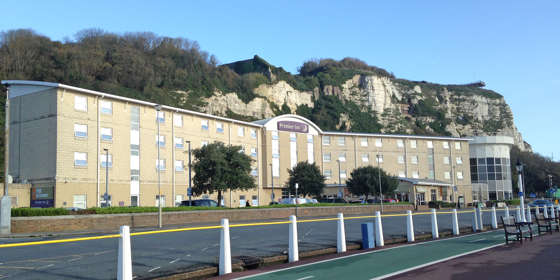 Exterior view of Premier Inn Dover Central on Dover Seafront