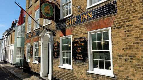Exterior of The Ship Inn in Deals conservation area.