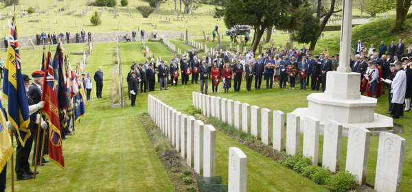 A Remembrance Sunday service at the war graves in St James's Cemetery, Dover