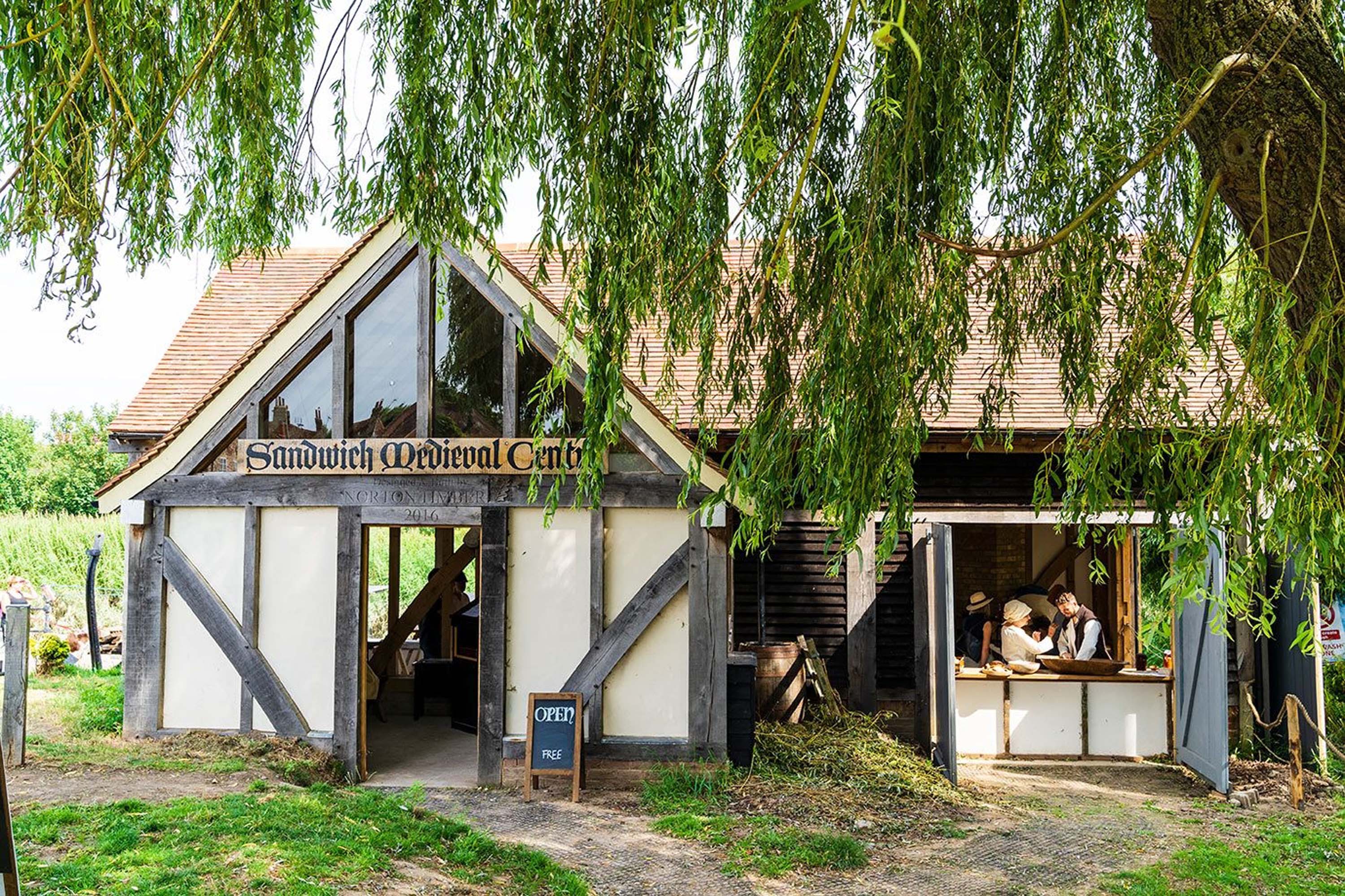 Sandwich Medieval Centre a building with grey beams and white walls