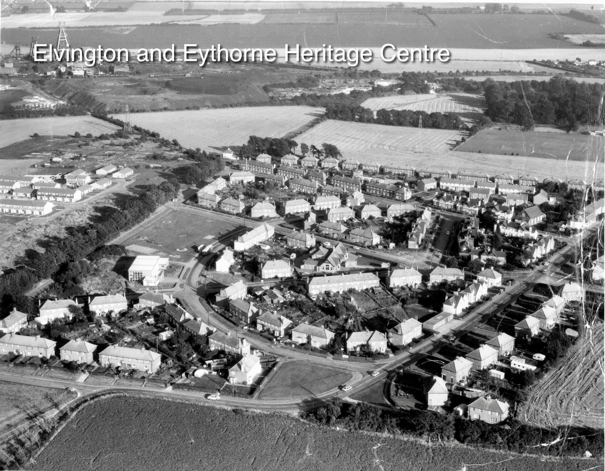 Old black & white image of the village of Elvington