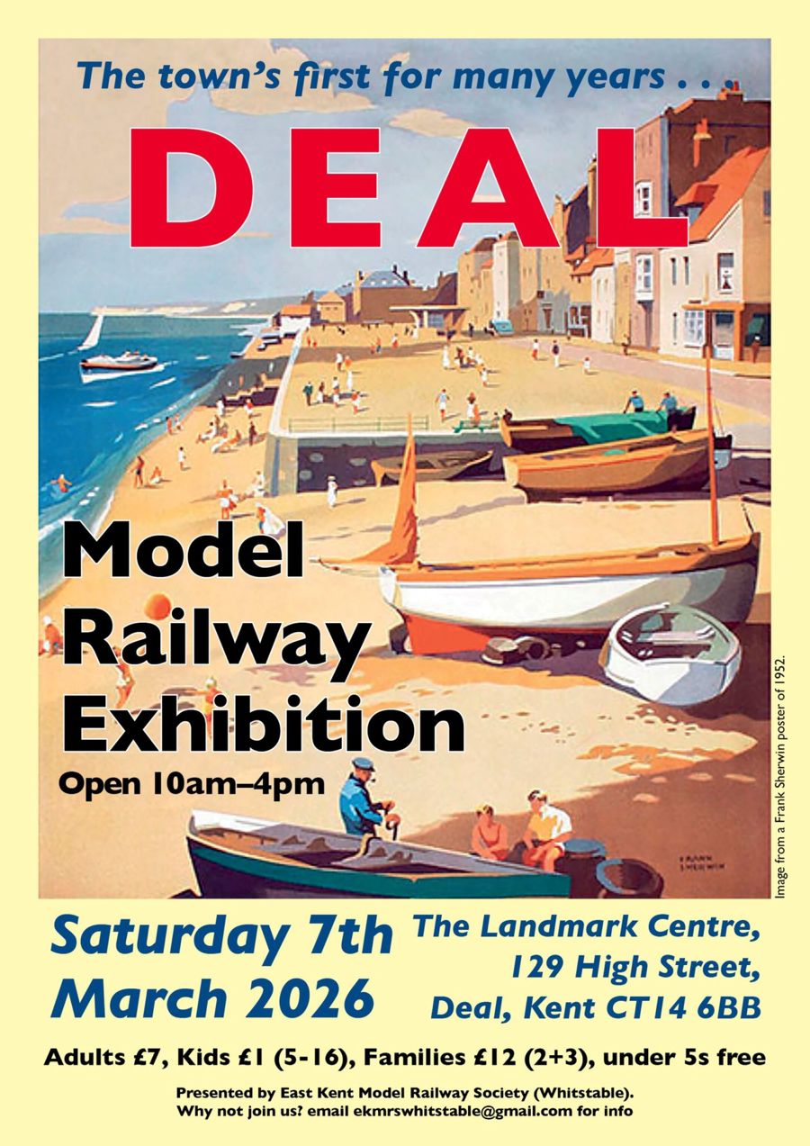 Colourful poster showing Deal beach and boats