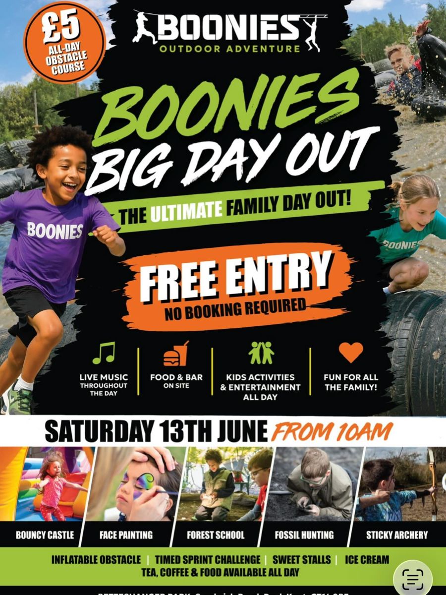 Poster showing activities such as face painting, archery and bouncy castle