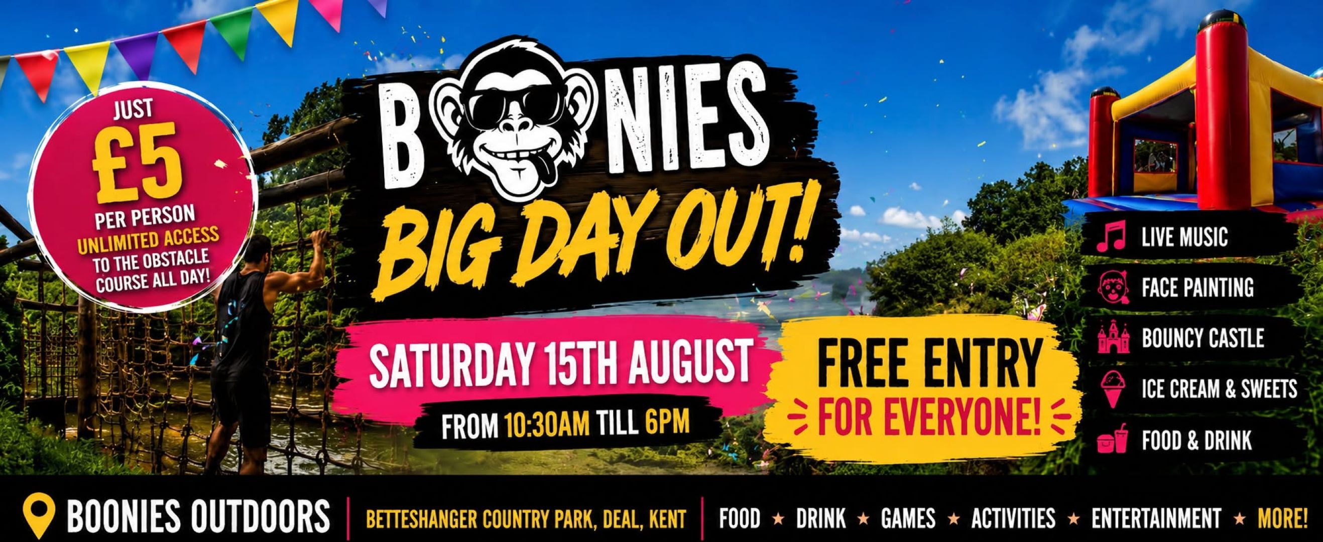 Colourful poster with a monkey cartoon