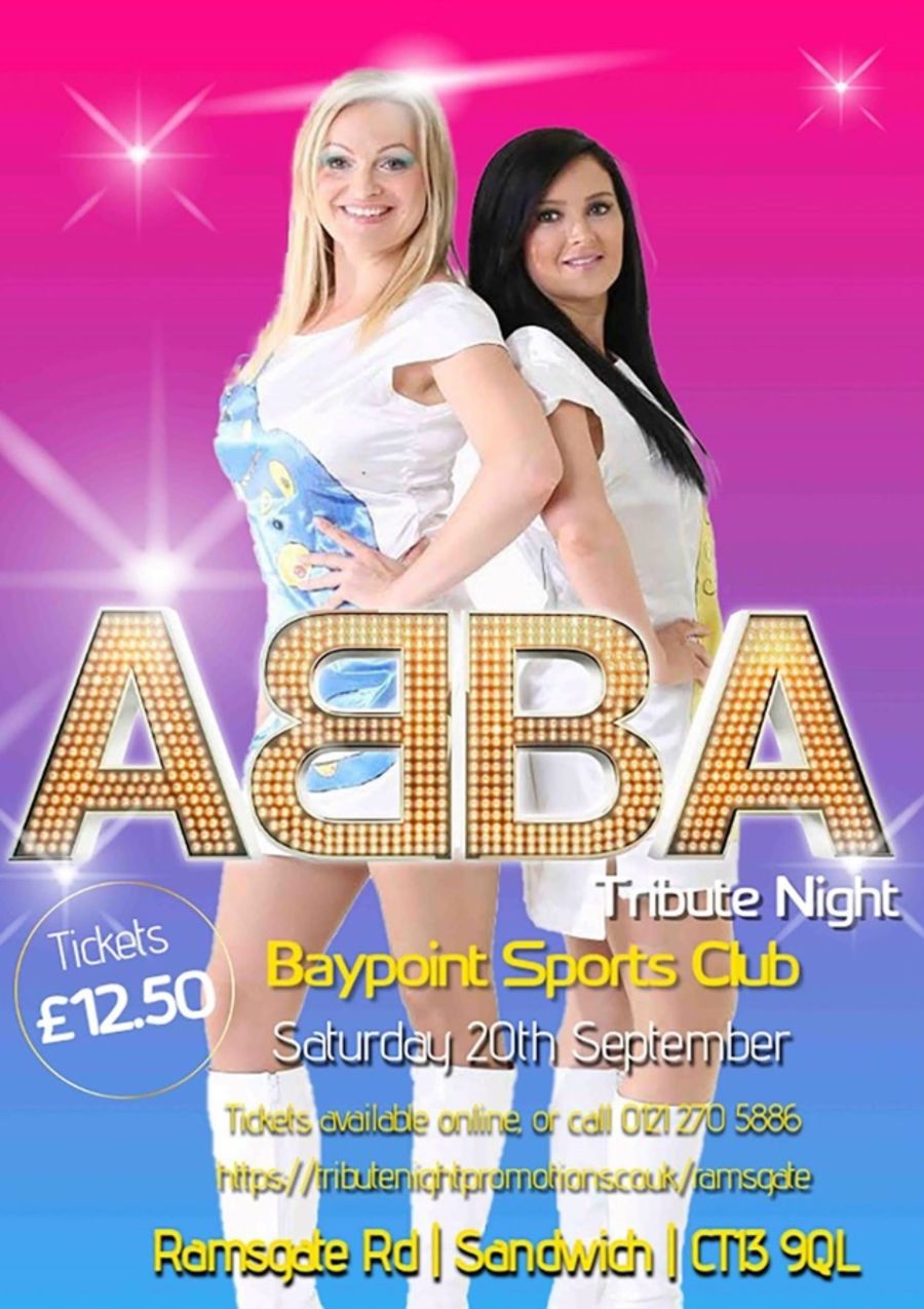 Poster for ABBA Tribute Night at Baypoint Sports Club