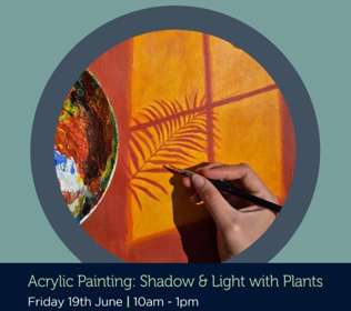 A person painting with acrylic onto a canvas