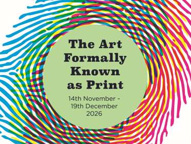 A poster with overlapping thumbprint designs in various colours