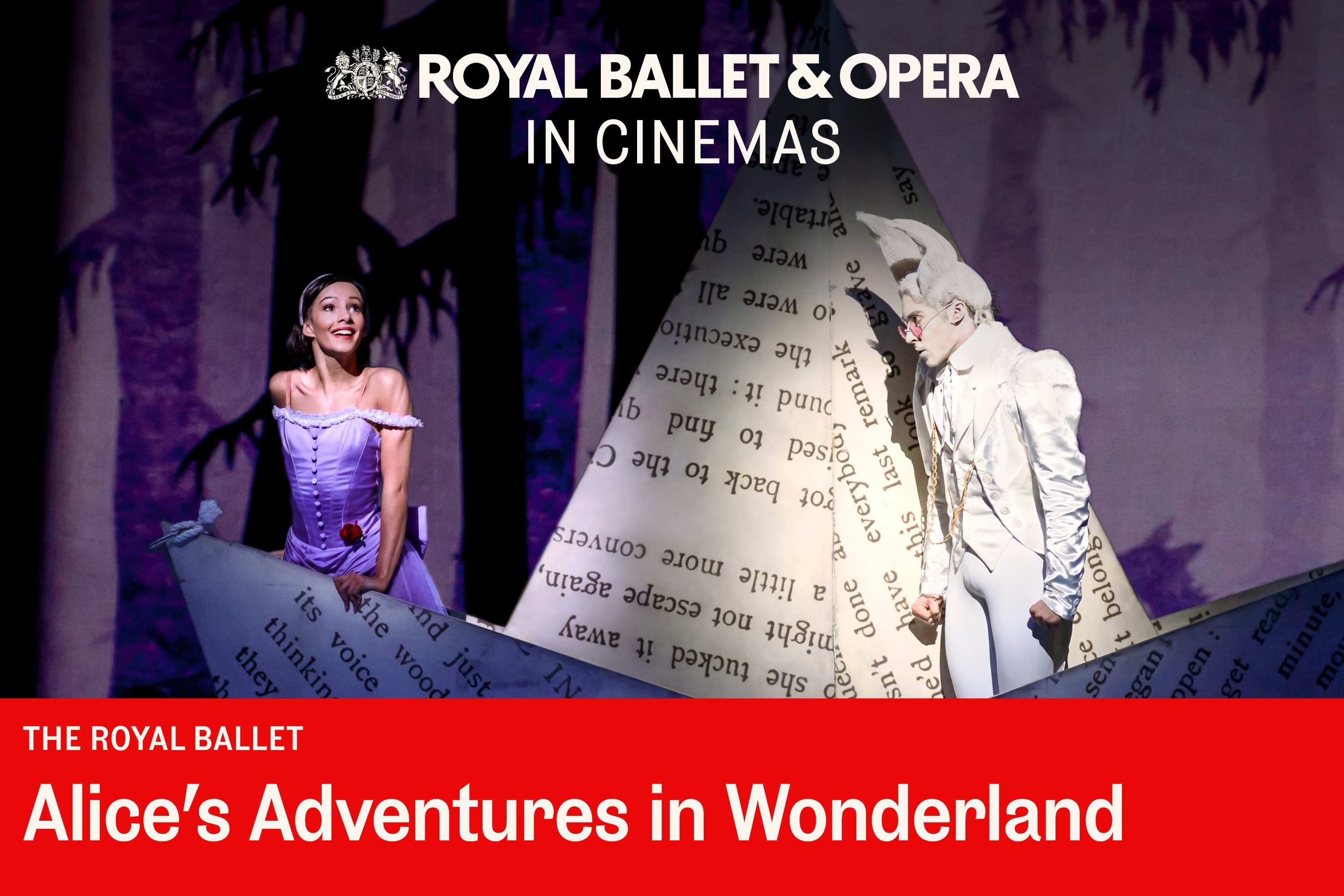 2 actors on stage as Alice and the White Rabbit