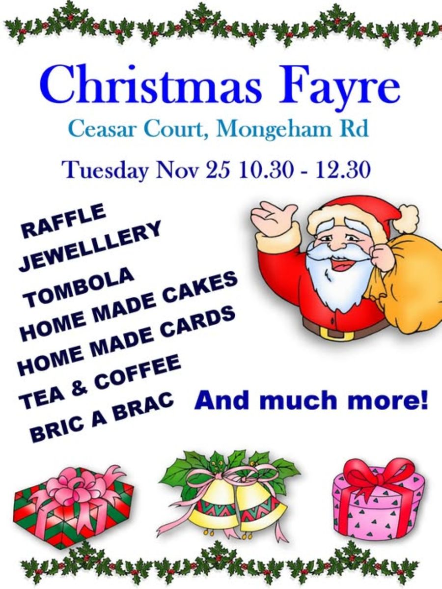 Christmas Fayre at Ceasar Court Tues Nov 25th 10.30- 12.30