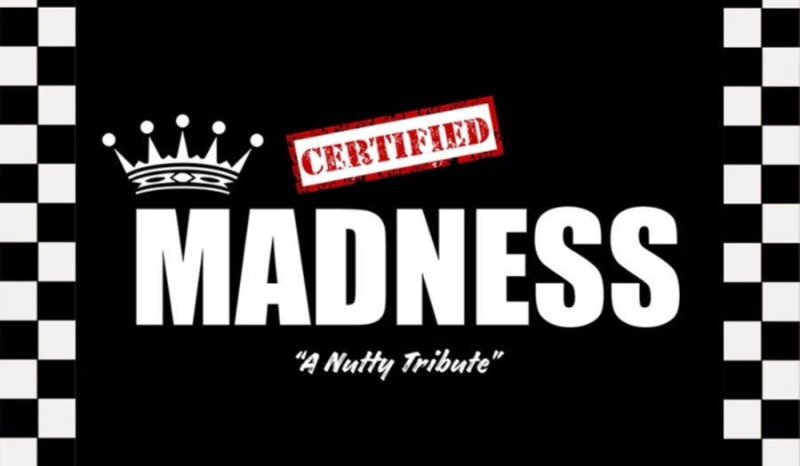 The word Madness with the image of a crown above written in white on a black background