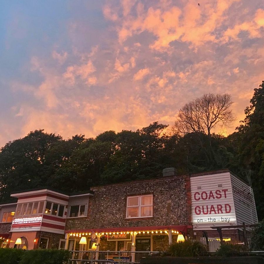 The Coastguard pub at dusk