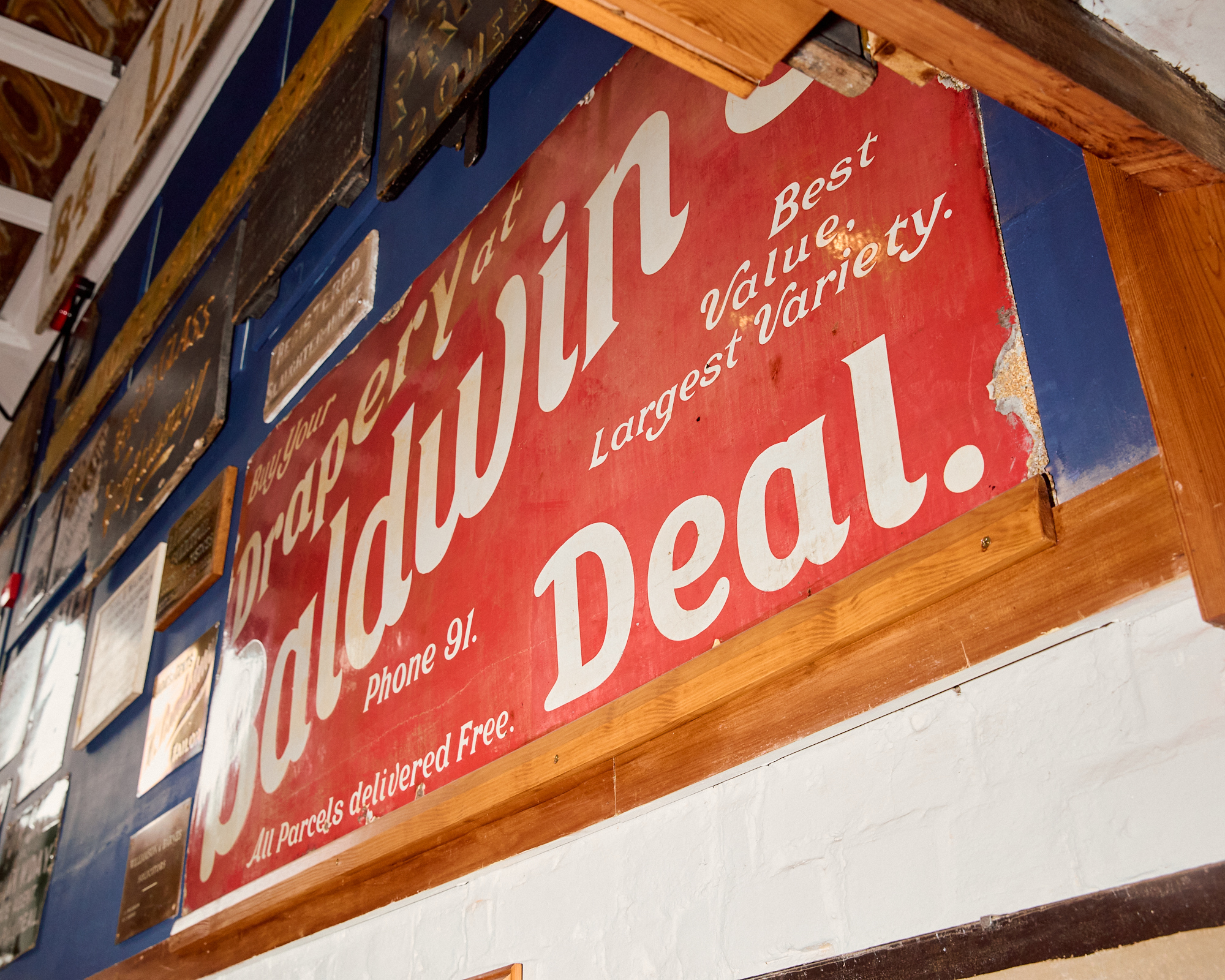 Vintage red and white sign 