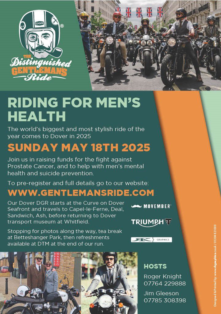 Poster with people on motorbikes advertising The Distinguished Gentlemen's Ride for Dover
