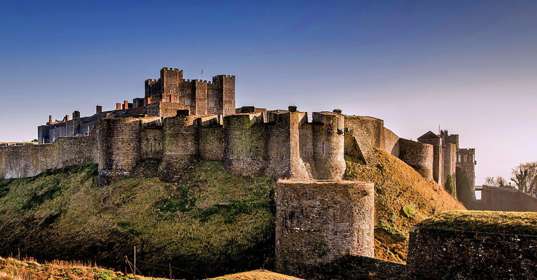 Dover Castle showing the Great Tower, walls and ramparts