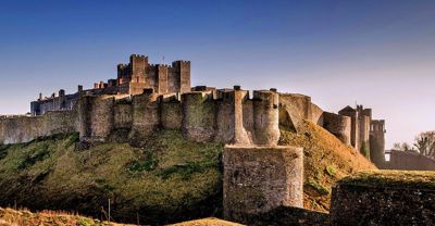 Dover Castle showing the Great Tower, walls and ramparts