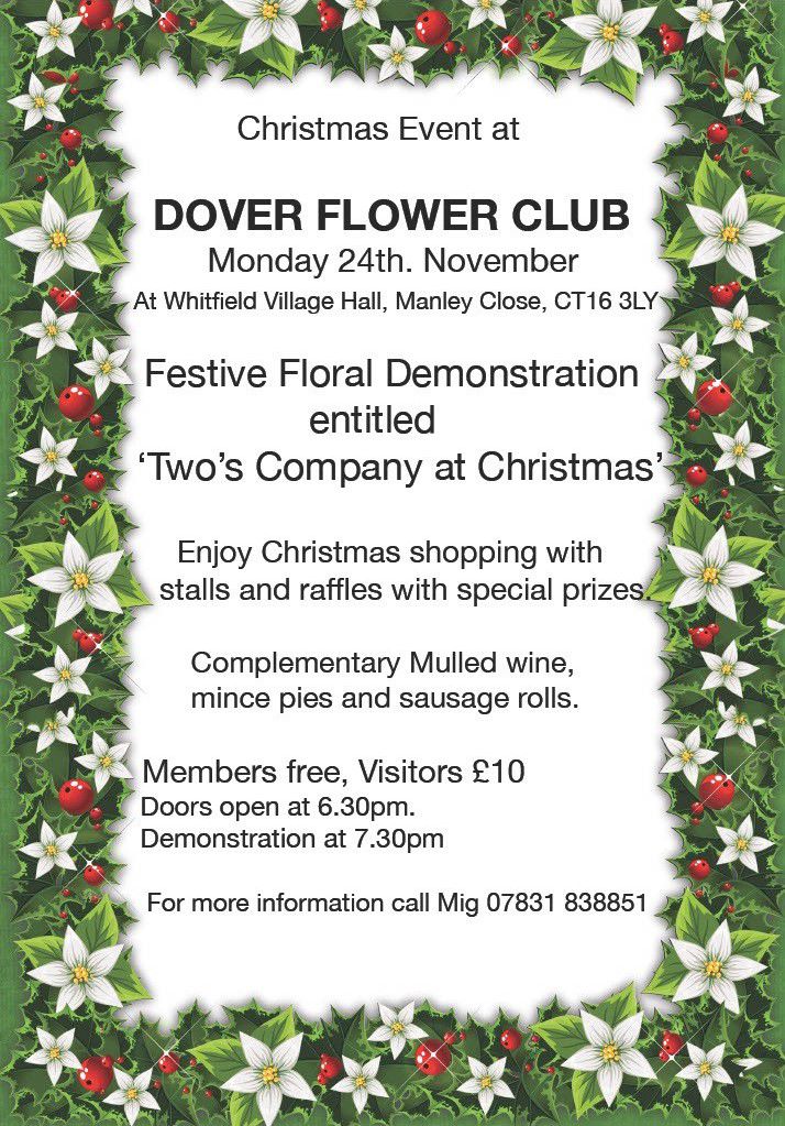 Festive Floral demonstration event held at Whitfield Village Hall by Dover Flower Club