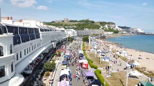 Aerial view of Dover seafront and Dover Regatta