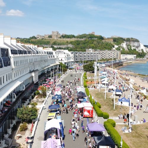 Aerial view of Dover seafront and Dover Regatta