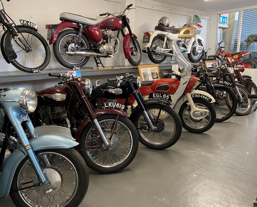 A collection of classic motorcycles at the museum 