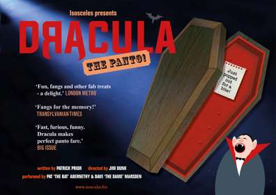 Event Poster showing a coffin and Dracula cartoon