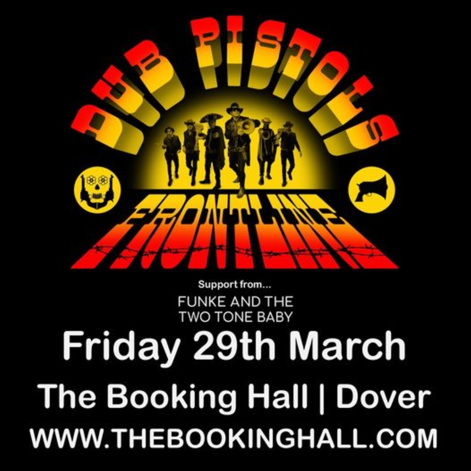 Black background with figures 