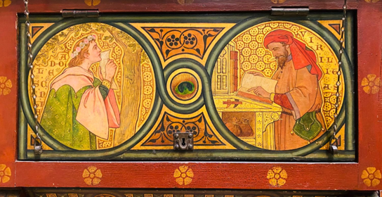 A painting by William Burges on furniture