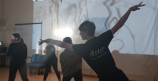 A dance group performing