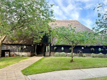  16th century thatched barn at Great Farthingloe Farm