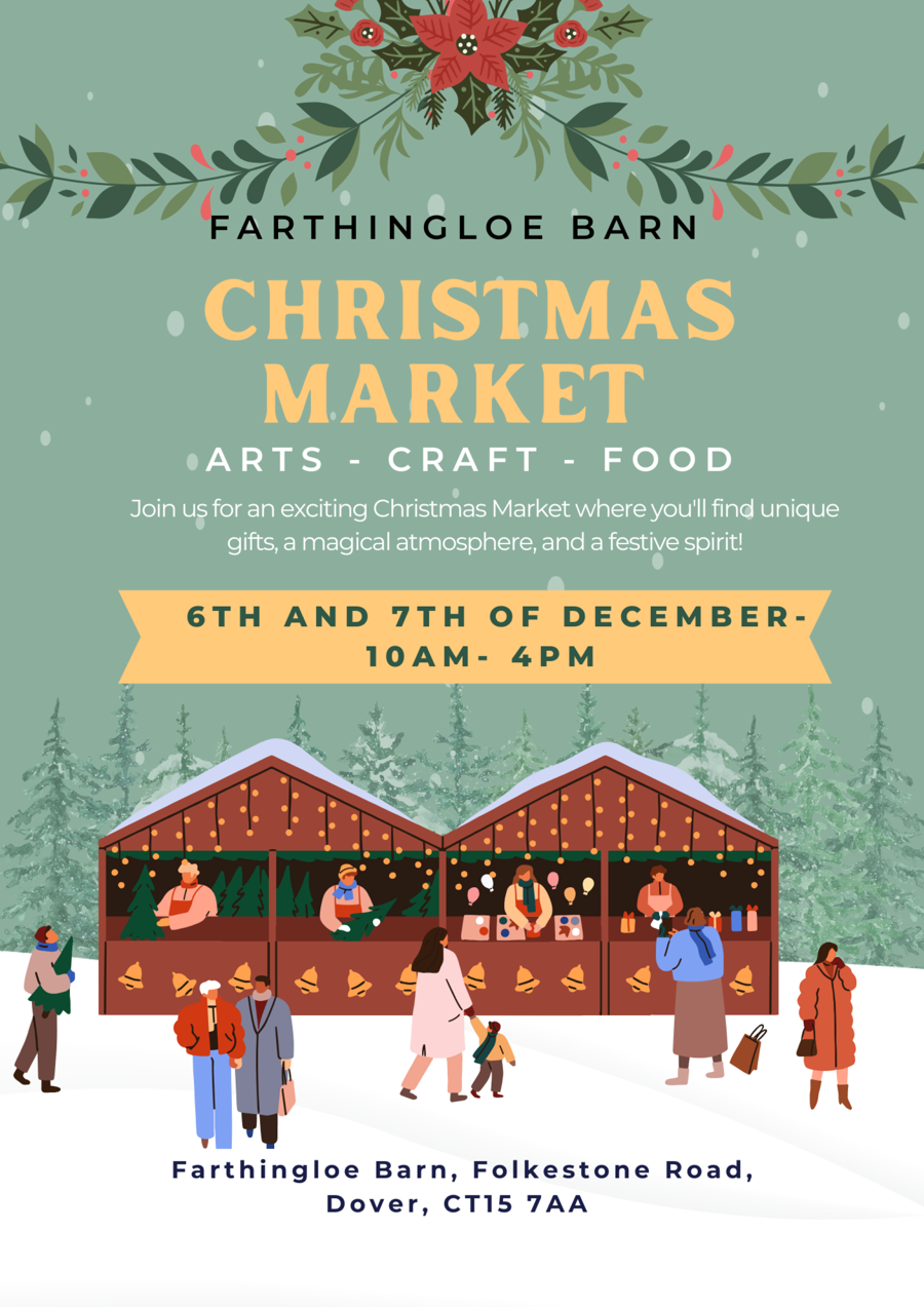 Illustrated poster to advertise a Christmas market