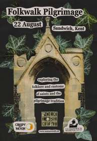 Poster with ivy leaves surrounding the entrance to a building