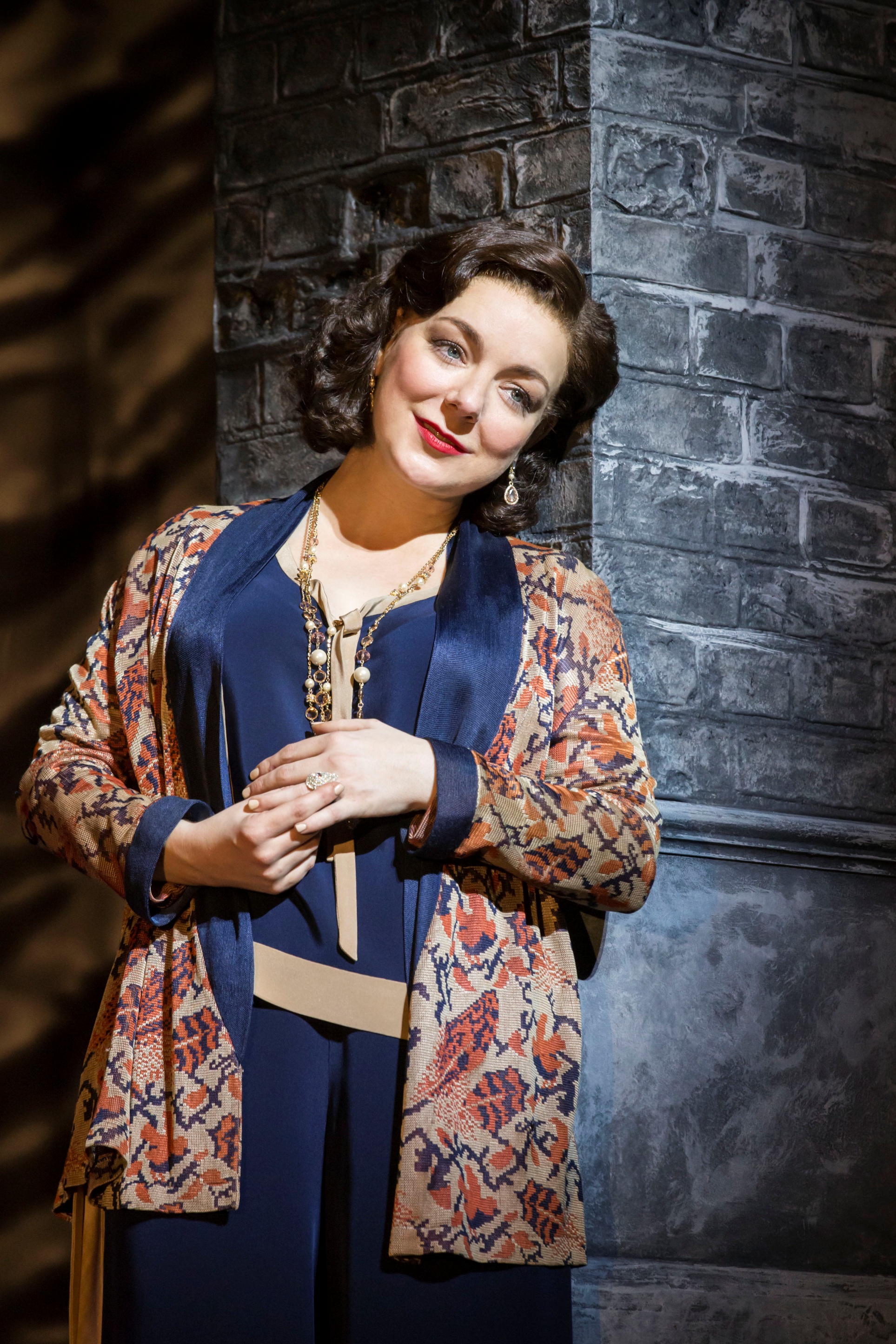 Sheridan on stage in costume as Fanny Brice