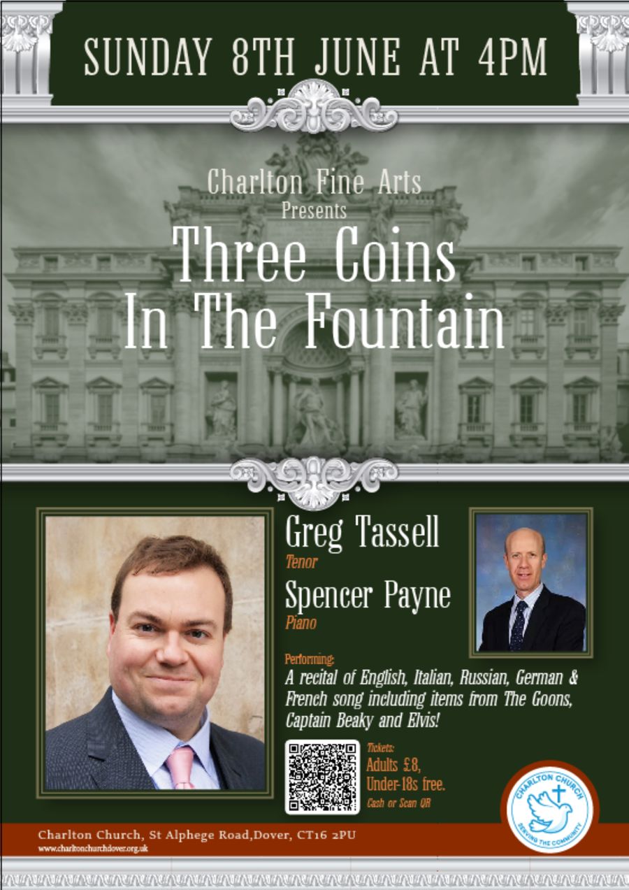 Advertising poster for Three Coins in the Fountain Recital