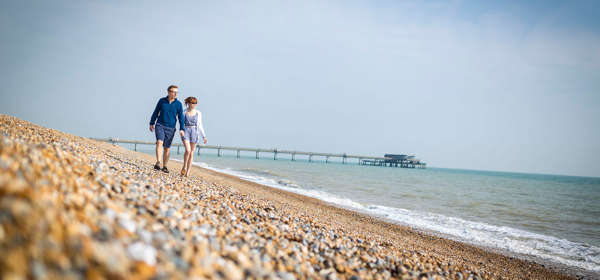 Deal beach, kent, seaside town, couple holiday by the sea