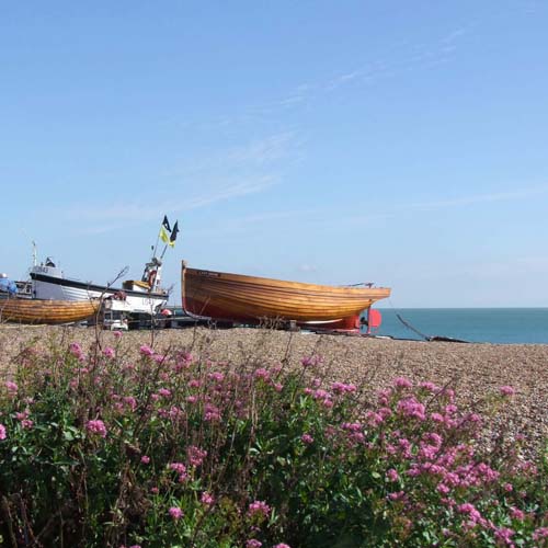Fisherman boats in Deal, Kent, beach