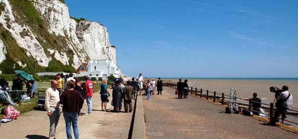 a film crew by the White Cliffs