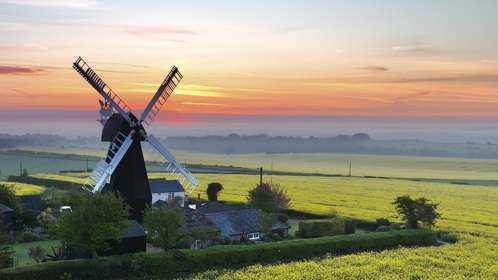 View of Ripple Windmill and surrounding countryside