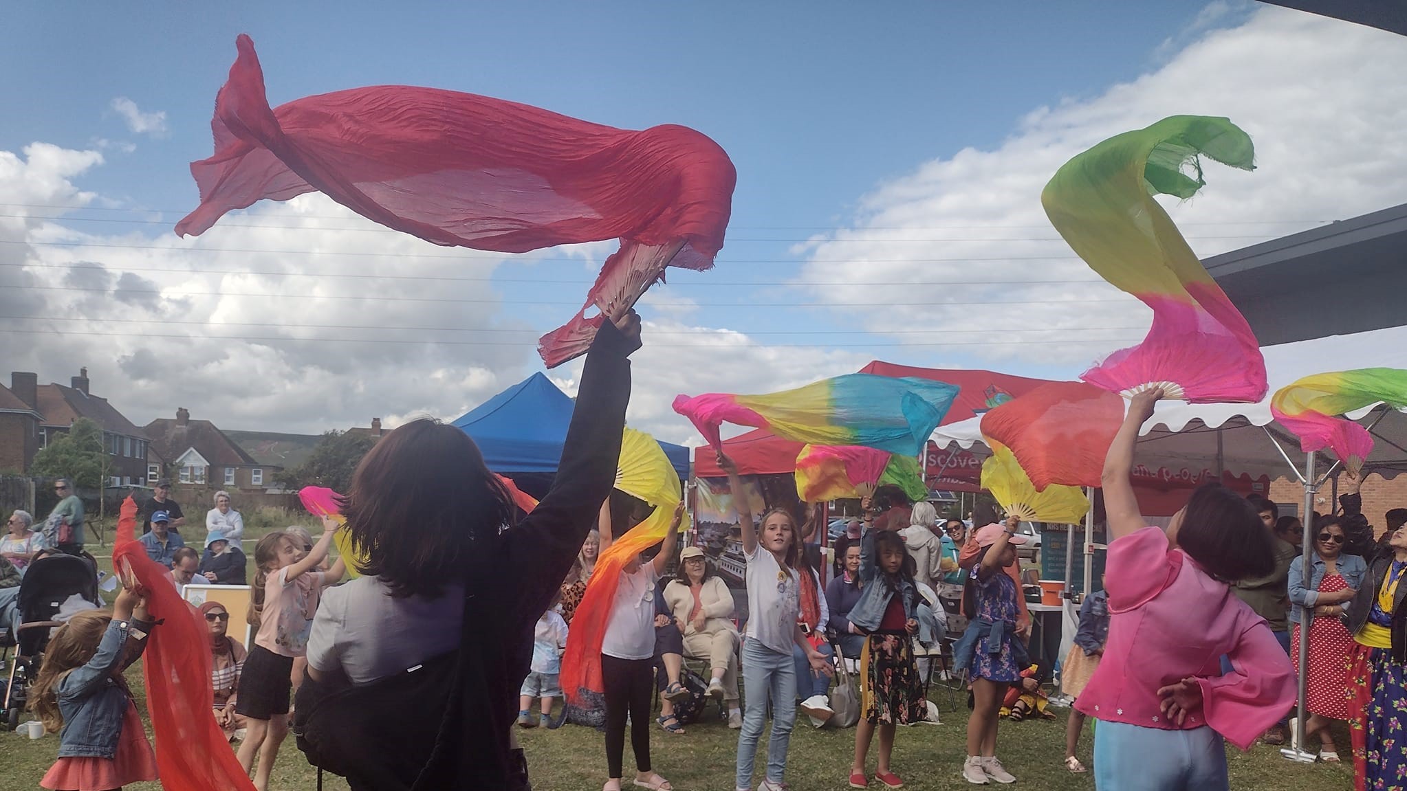 Dancers with colourful flags