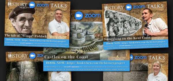 A poster to advertise The History Project's digital Zoom talks