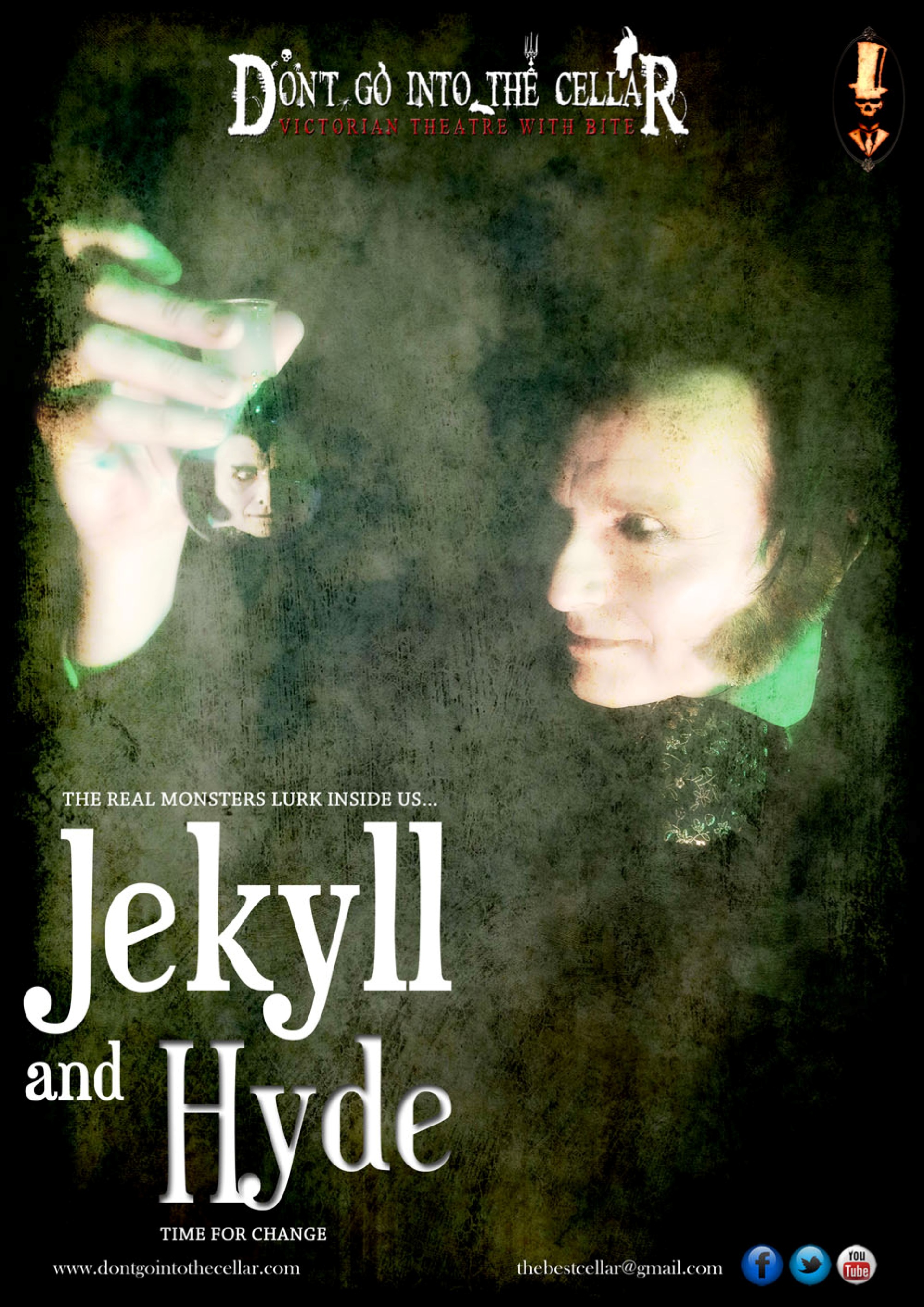 A misty image of Jekyll & Hyde holding the potion
