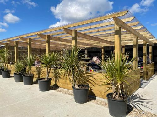 Juliet's Farm Shop Café outside seating area.