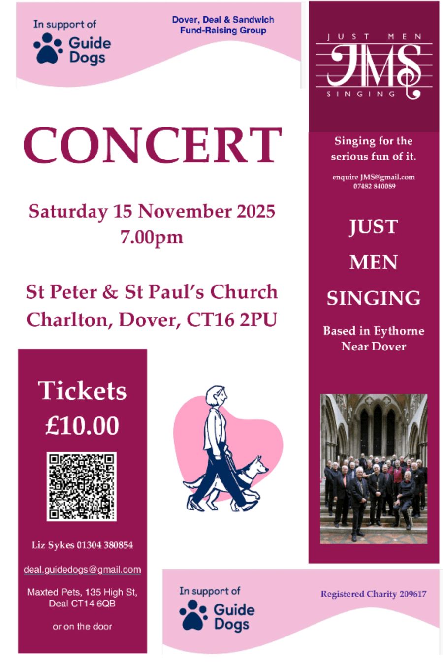 A Concert by Just Men Singing at Charlton Church in aid of Guide Dogs.