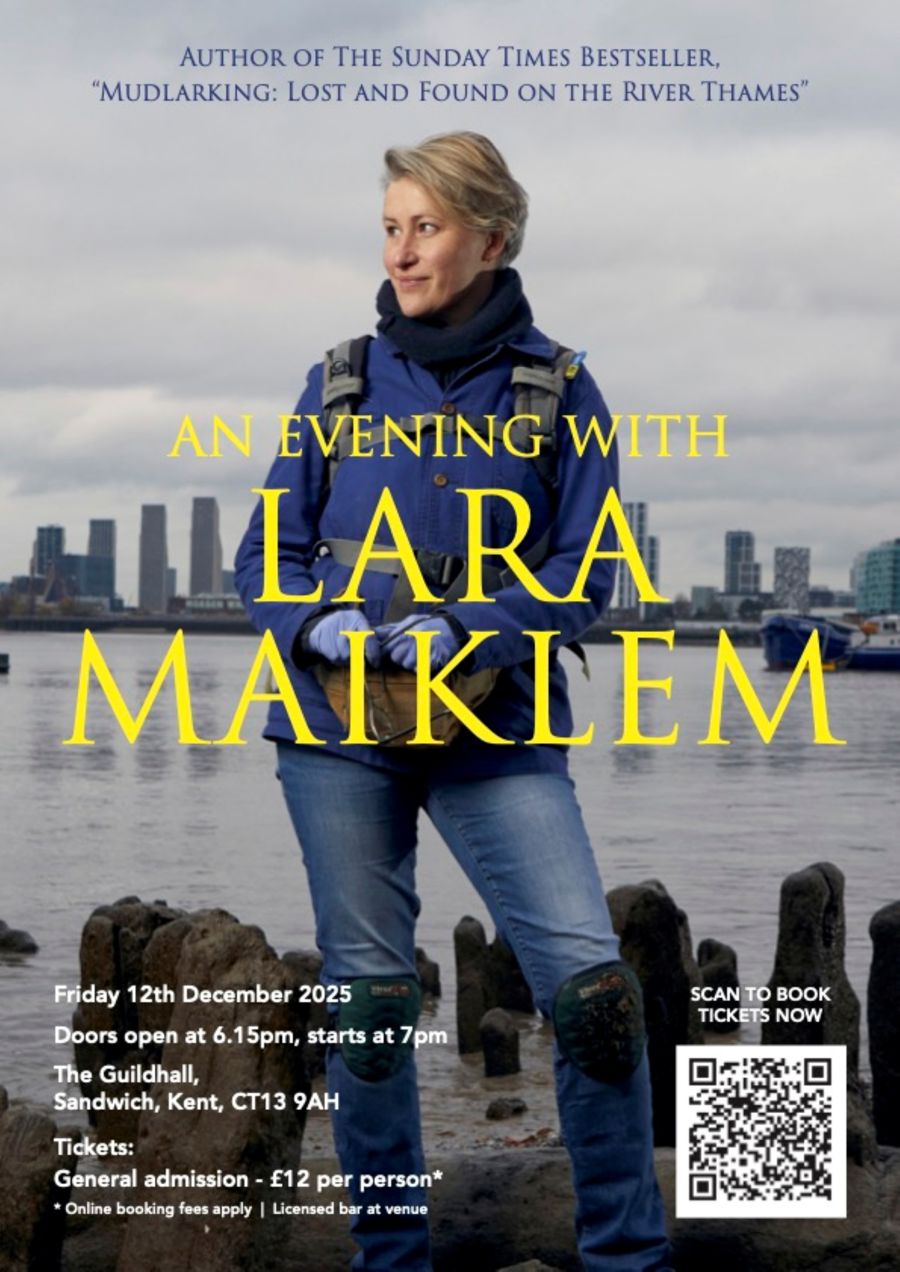 A young woman with short blonde hair and the words Author of The Sunday Times Bestseller Mudlarking
