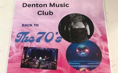 Poster advertising live music at Denton Village Hall