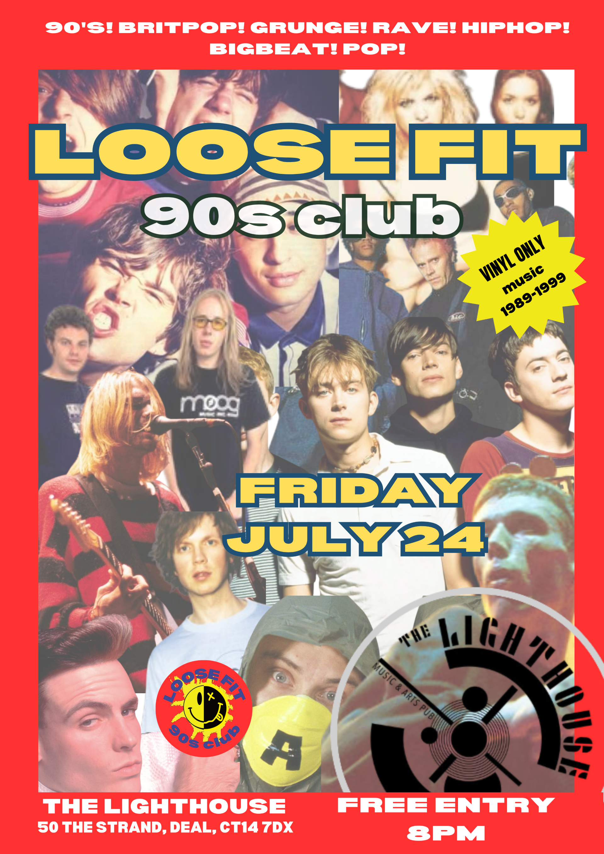 Poster advertising Loose Fit 90s club