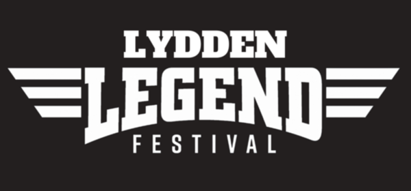 The words Lydden Legend Festival in white on a black background