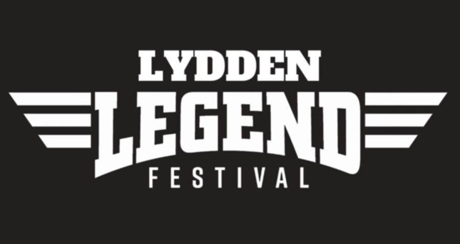 The words Lydden Legend Festival in white on a black background