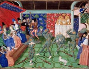 Drawing of a medieval play